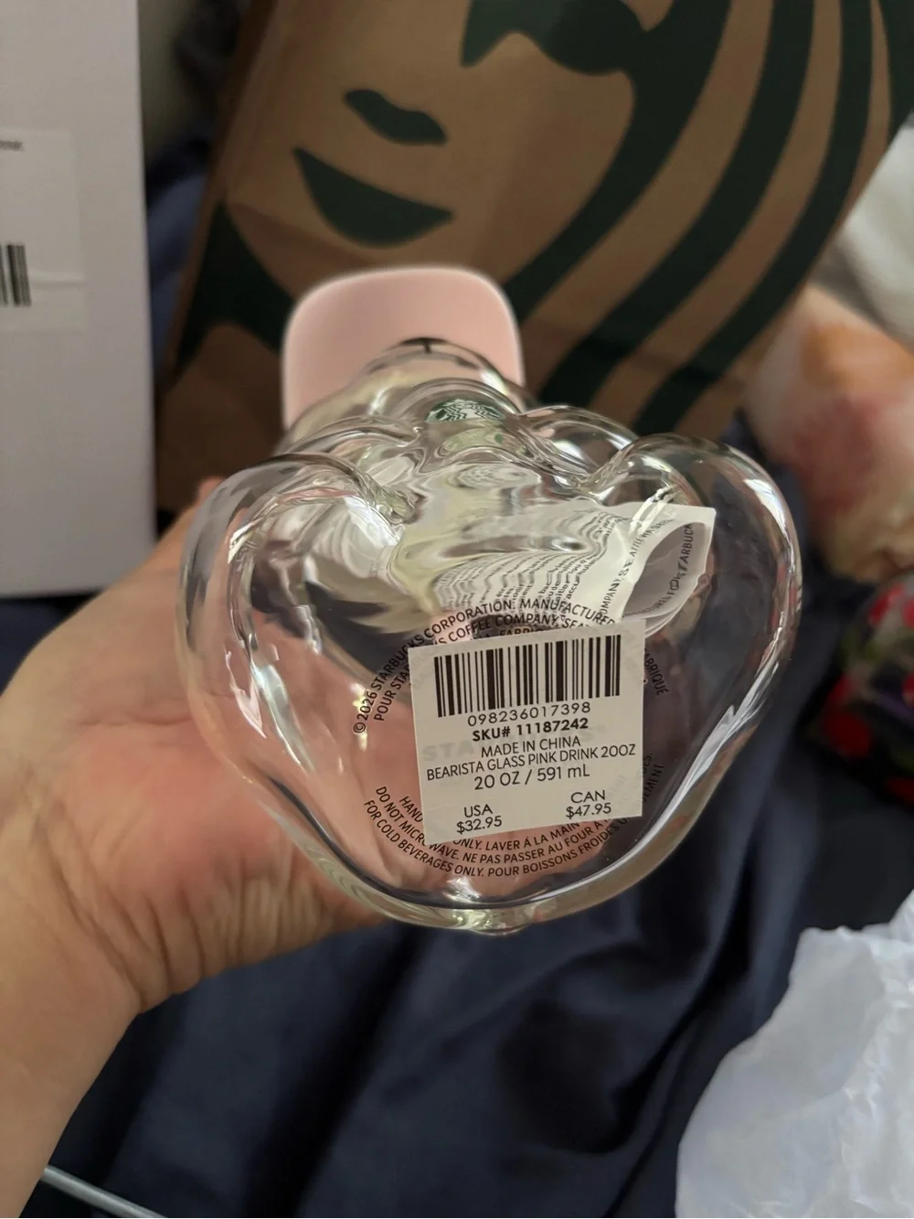 Starbucks Bearista Glass Pink Drink